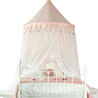 Les auvents roses adaptés aux besoins du client de lit de lit d'enfants de boules de drapeaux roses pour le lit de filles
